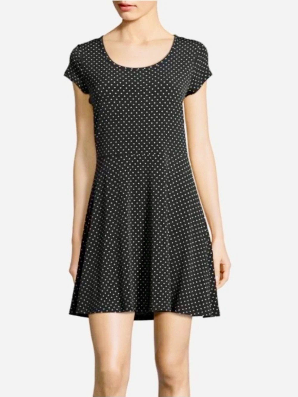 NWT Michael Kors Short Sleeve Black Polka Dot Skater Dress